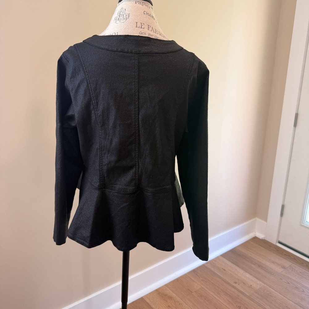 DG2 Women's Black Sparkle Button Up Jacket Size XL - Picture 3 of 5